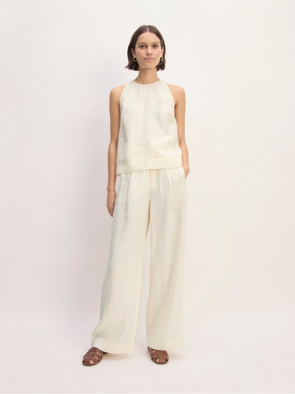 Everlane The Linen Way-High Drape Pant Bone Size 2 NWOT 100% Linen